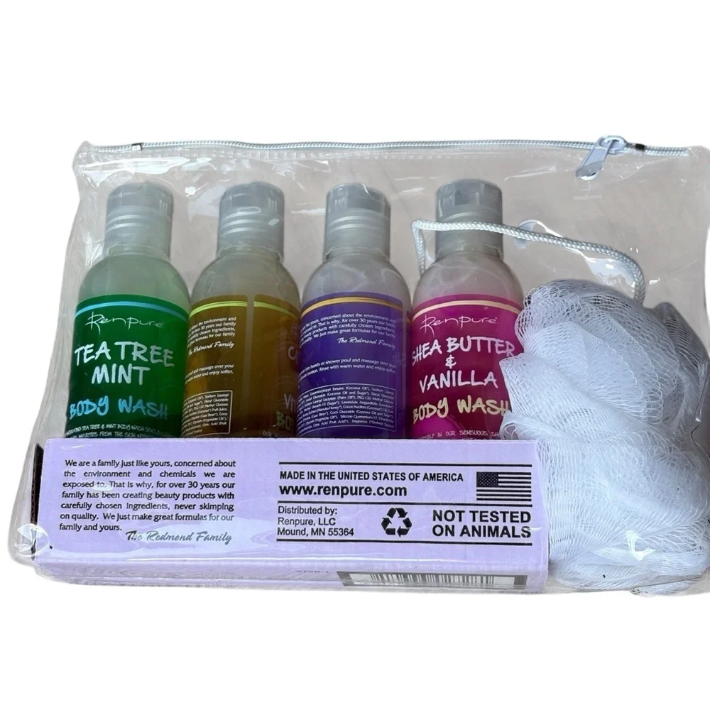 Renpure Bath Travel Set Body Wash Lotion NEW Sealed Shea Butter Lavender